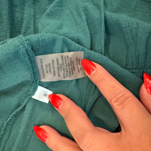 Honorine Lagoon Teal Cotton Gauze Tiered Maxi Dress Boho Resort Vacation Size M - Picture 5 of 7